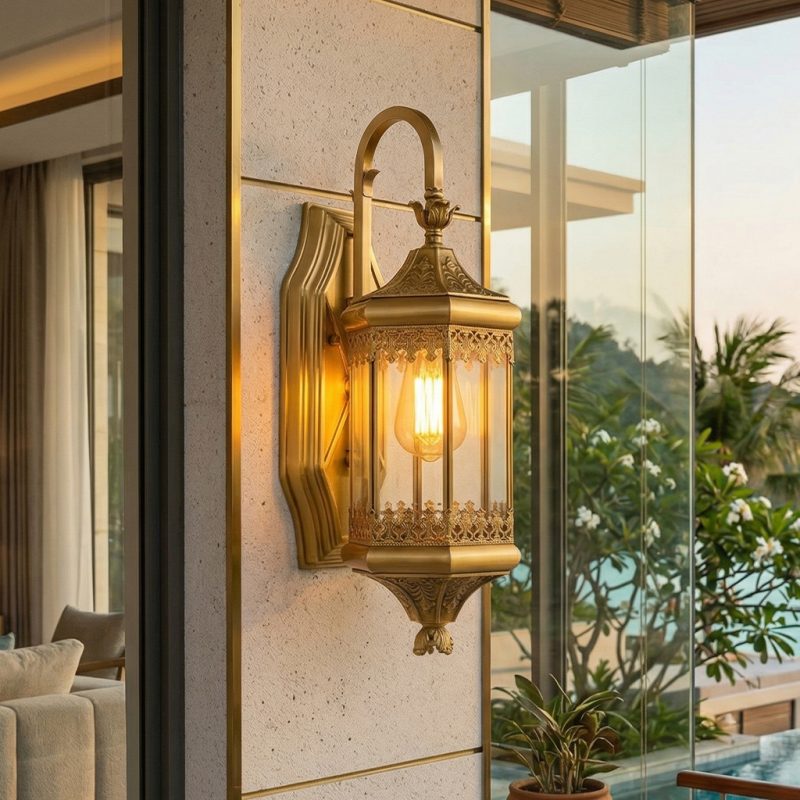 Đèn gắn tường đồng nguyên khối KS-TD02 KASO Lightning họa tiết cổ điển cao cấp